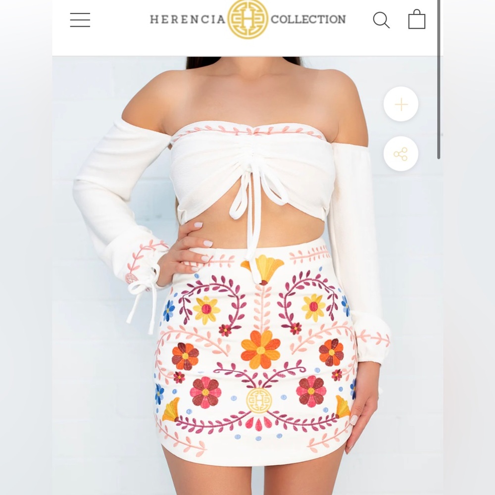 Herencia Clothing CATRINA WHITE EMBROIDERED SKIRT